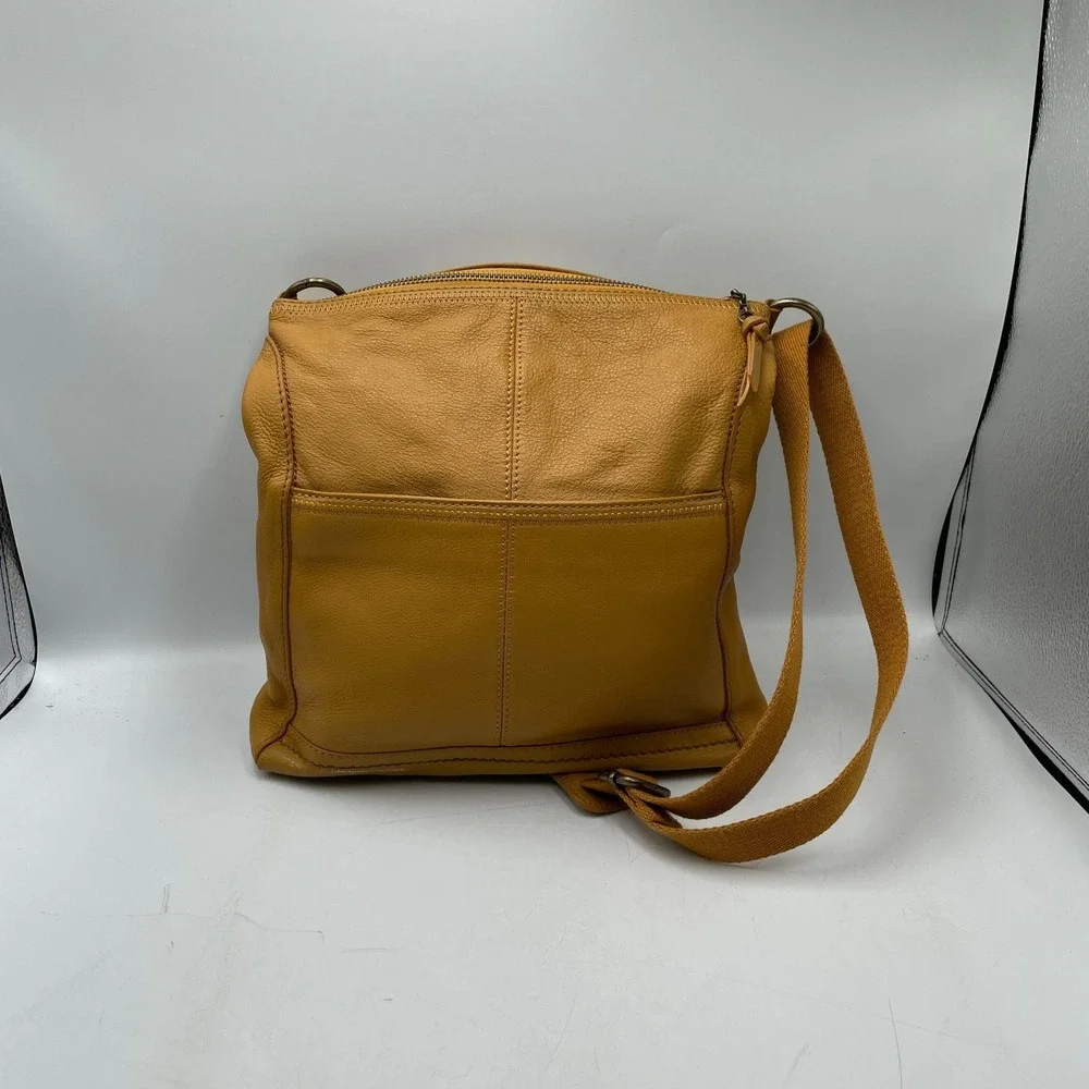 The Sak Bag Womens Brown Leather Zip Inner Pocket Adjustable Strap Crossbody